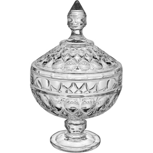 Potiche Redondo em Vidro Transparente Home&Co 24x15cm com Tampa