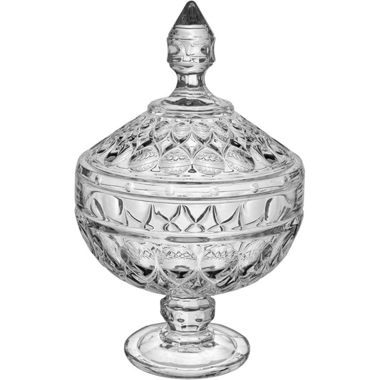 Potiche Redondo em Vidro Transparente Home&Co 24x15cm com Tampa