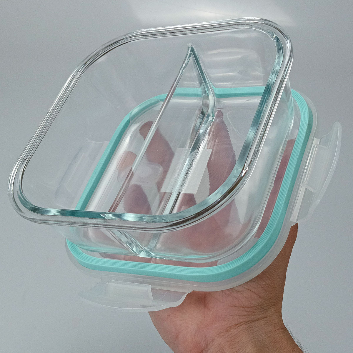 Pote Hermético 800ml Home&Co Vidro Temperado com 2 Divisões Transparente