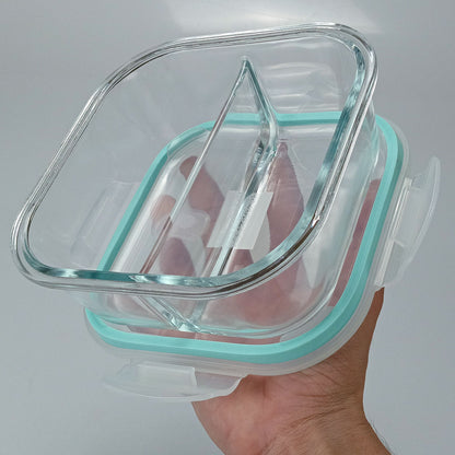 Pote Hermético 800ml Home&Co Vidro Temperado com 2 Divisões Transparente