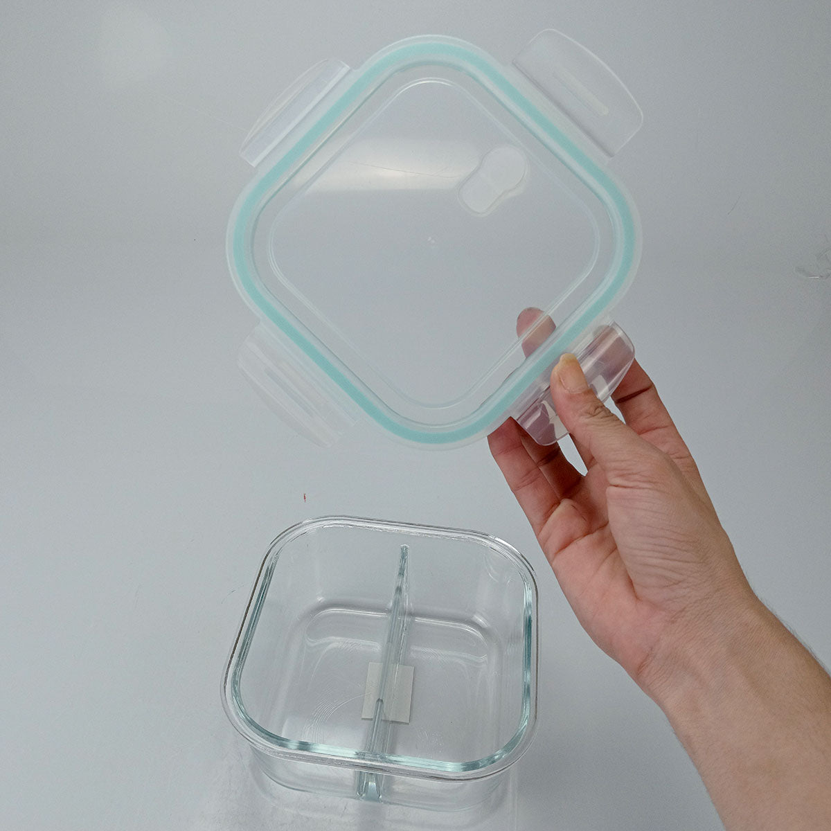 Pote Hermético 800ml Home&Co Vidro Temperado com 2 Divisões Transparente