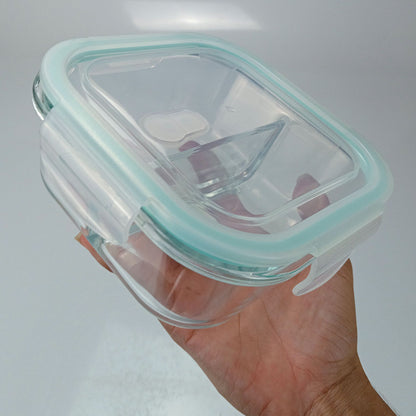 Pote Hermético 800ml Home&Co Vidro Temperado com 2 Divisões Transparente