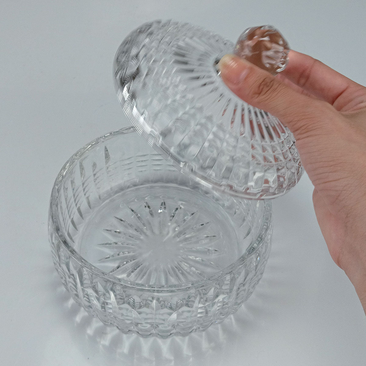 Potiche Redondo de Vidro Transparente Home&Co com Tampa 12x14cm