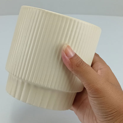 Cachepô Redondo Cerâmica Bege 12x12cm Home&Co para Plantas
