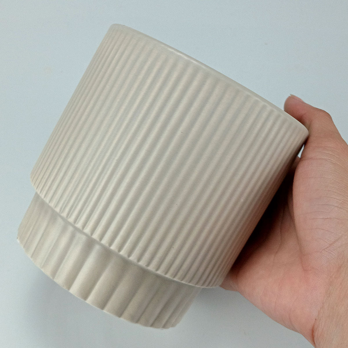 Cachepô Redondo Cerâmica Cinza Home&Co 12x12cm para Plantas