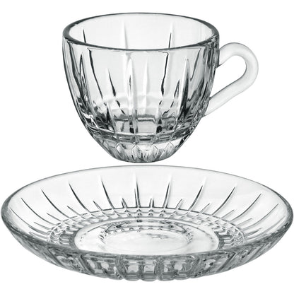 Conjunto 6 Xícaras de Café com Pires Home&Co Vidro Transparente 35ml