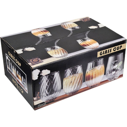 Copo Canelado Home&Co 500ml Vidro Transparente 12x7cm 6 Peças