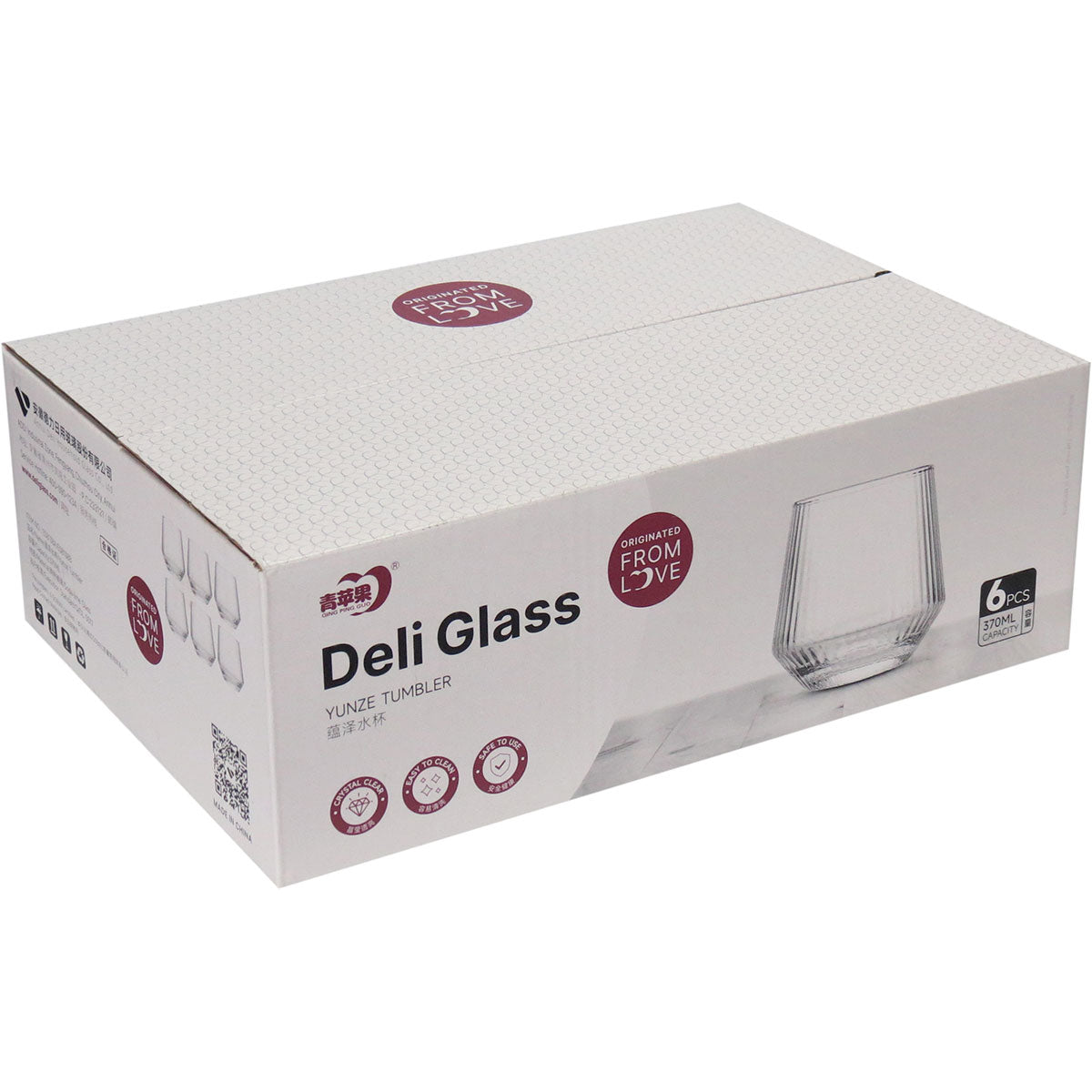 Copo Canelado de Vidro Home&Co 370ml Transparente 9x9x9cm