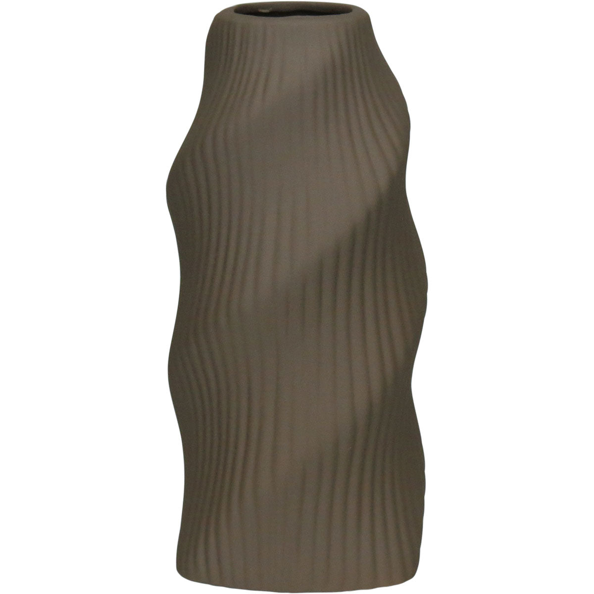 Vaso Redondo Home&co Cerâmica 25x10x10cm Cinza