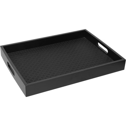 Bandeja Retangular MDF Couro Sintético Preto Home&Co 40x29,8cm