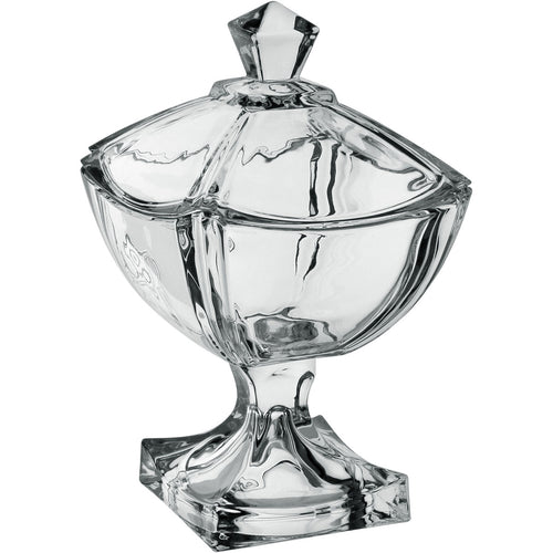 Potiche Quadrado de Vidro Transparente com Tampa 28x17cm Home&Co