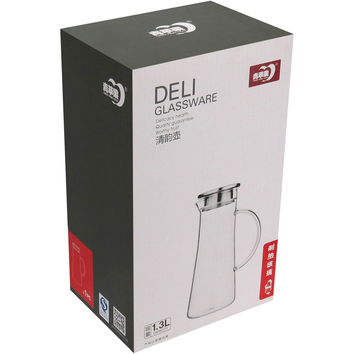 Jarra de Vidro Borossilicato Home&Co 1,4L com Tampa Inox Transparente