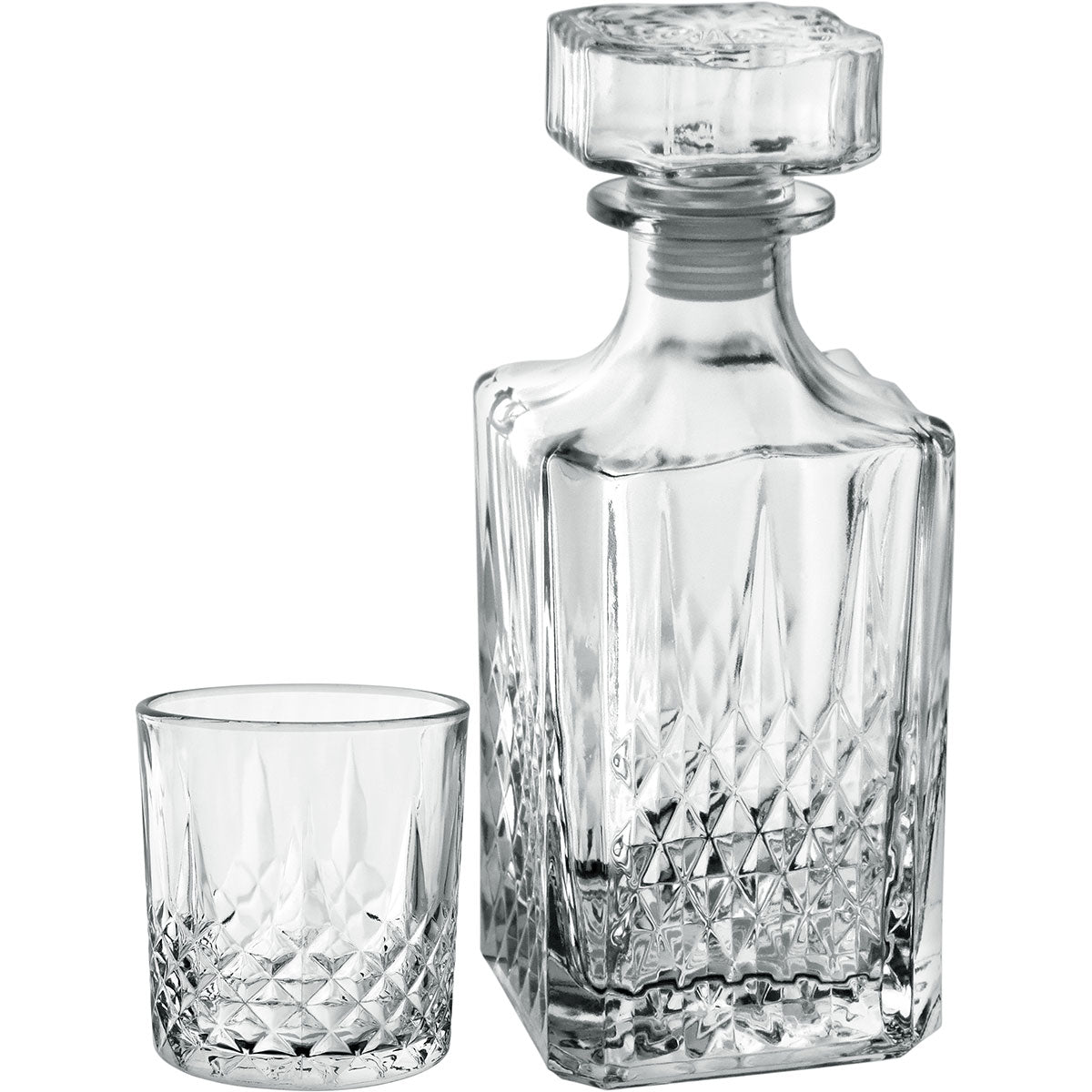 Conjunto de Garrafa e Copos de Vidro para Whisky Home&Co 750ml Transparente