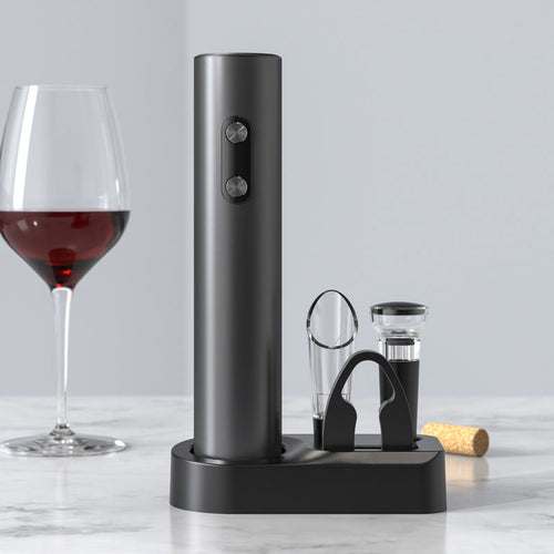 Kit Acessórios para Vinho Home&Co - Saca Rolha, Bico Dosador e Corta Lacre Preto