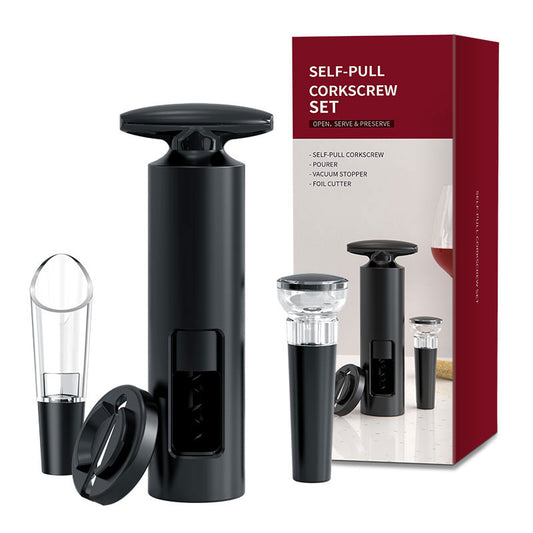 Kit de Acessórios para Vinho Home&Co Plástico Preto - 4 Peças