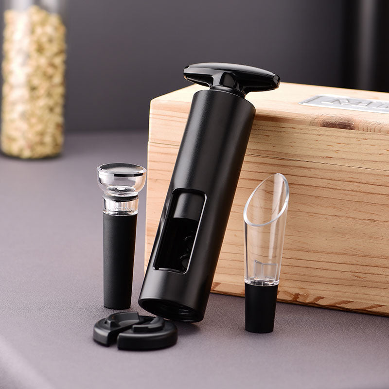 Kit de Acessórios para Vinho Home&Co Plástico Preto - 4 Peças
