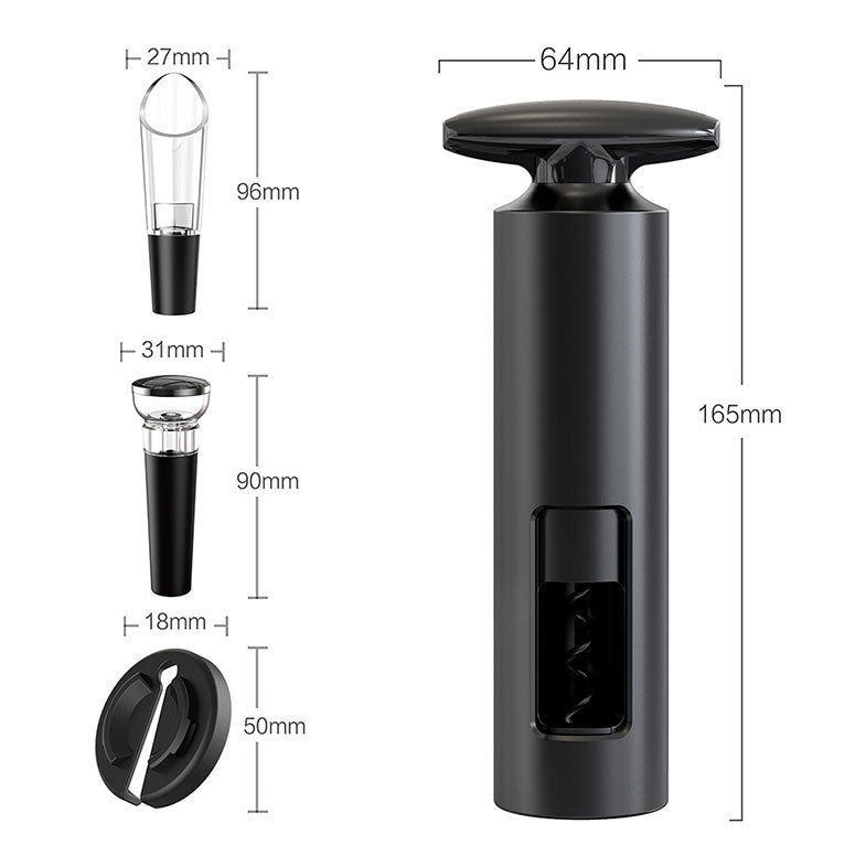 Kit de Acessórios para Vinho Home&Co Plástico Preto - 4 Peças