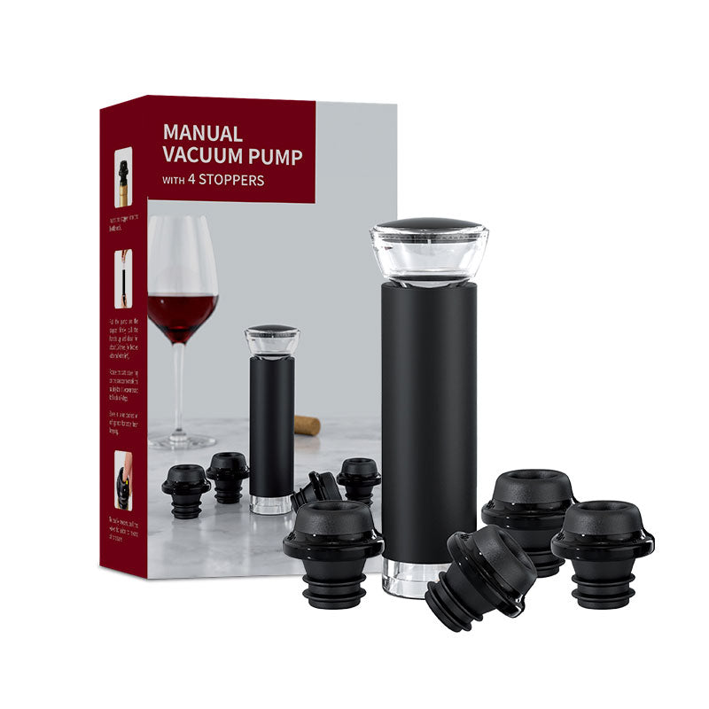 Tampa a Vácuo para Vinho Home&Co Plástico Preto Preserva Sabor e Aroma