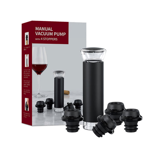 Tampa a Vácuo para Vinho Home&Co Plástico Preto Preserva Sabor e Aroma