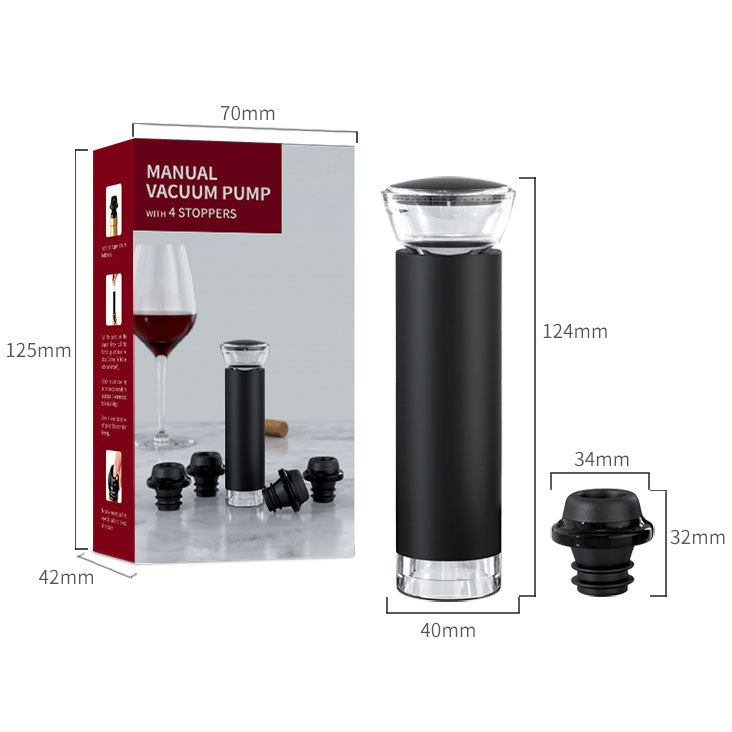 Tampa a Vácuo para Vinho Home&Co Plástico Preto Preserva Sabor e Aroma