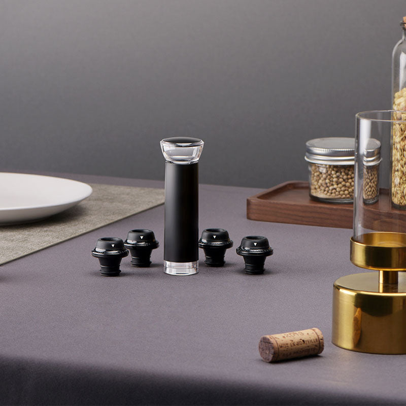 Tampa a Vácuo para Vinho Home&Co Plástico Preto Preserva Sabor e Aroma