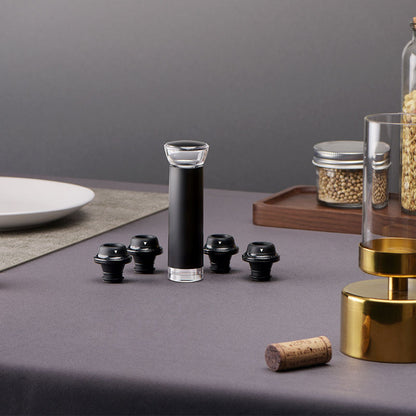 Tampa a Vácuo para Vinho Home&Co Plástico Preto Preserva Sabor e Aroma