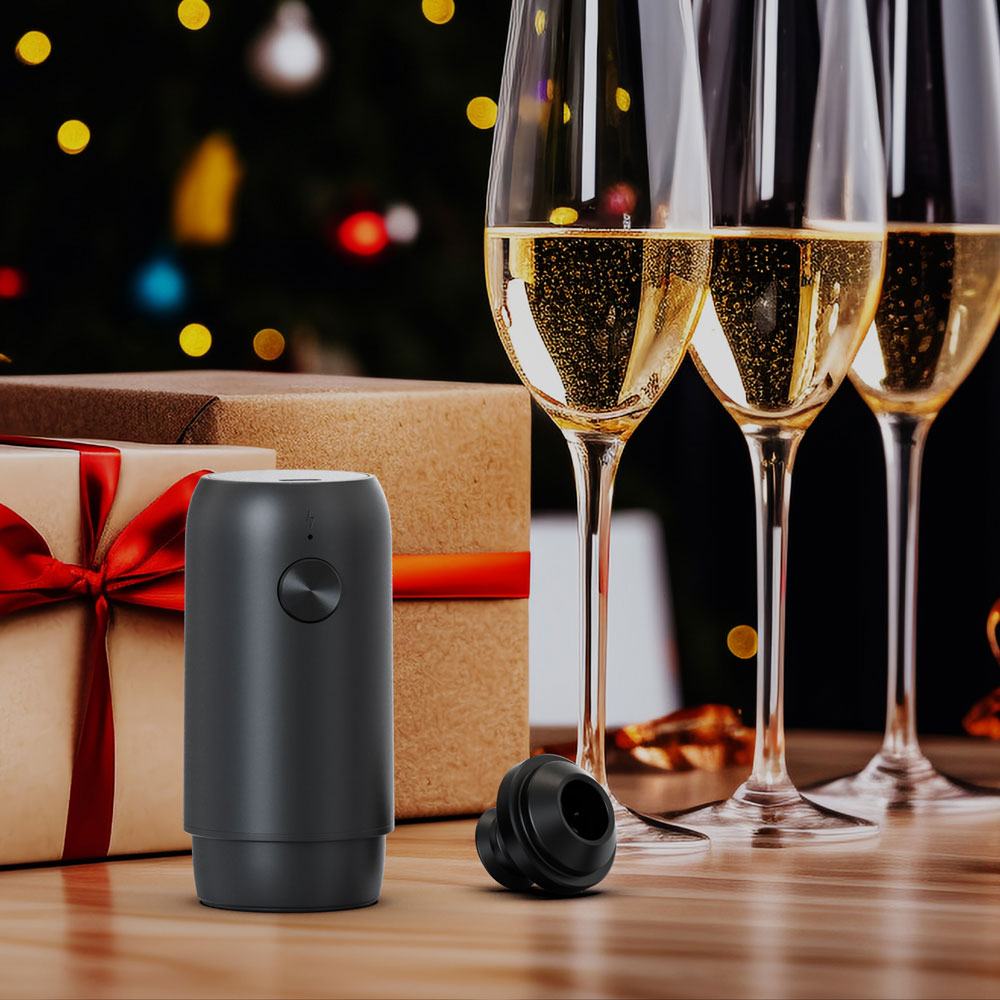 Tampa a Vácuo para Vinho Home&Co Plástico Preto 10x5cm