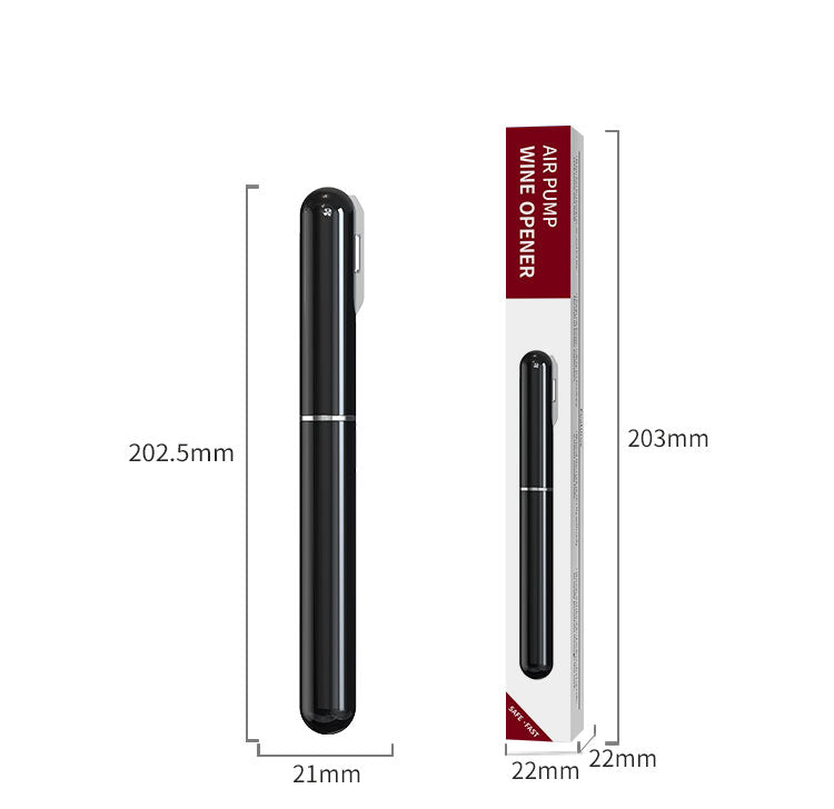 Saca-Rolha Home&Co Preto com Pressão em Plástico 20x2x2cm