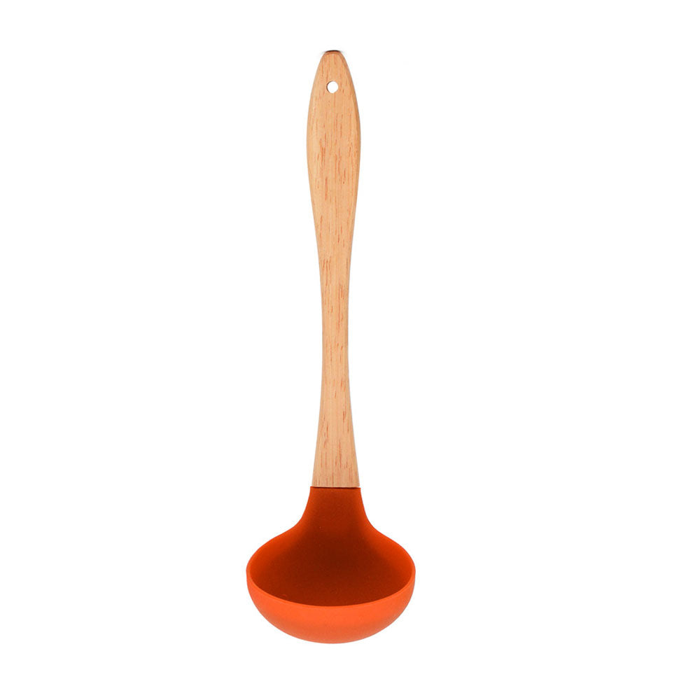 Concha de Silicone com Cabo de Madeira 29cm Laranja Mai Home