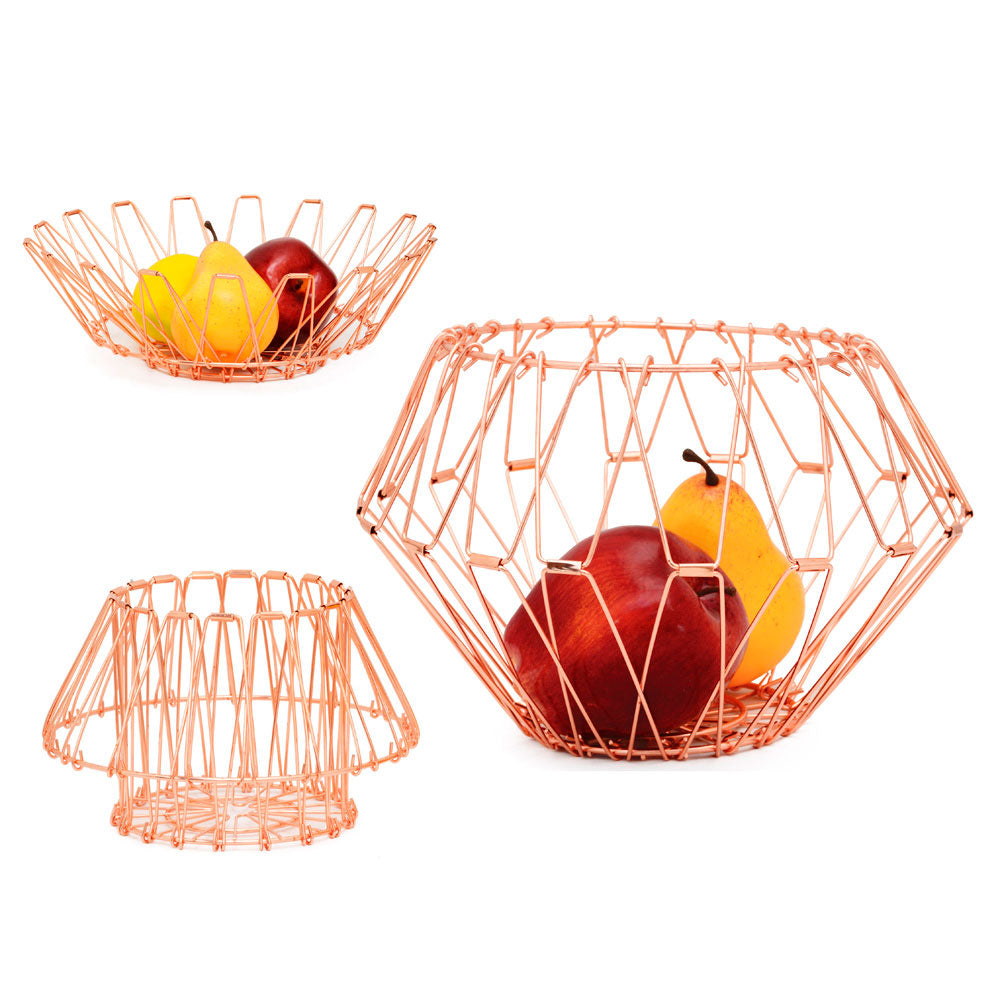 Fruteira Aramada Retrátil 20cm Rosê Gold Mai Home