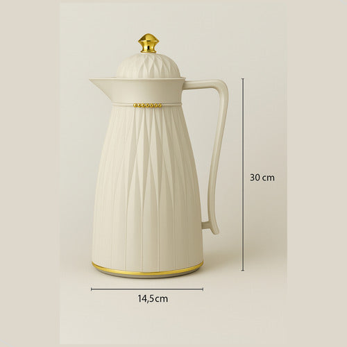 Garrafa Térmica 1L Mega Casa Outlet Bege Claro com Tampa Click