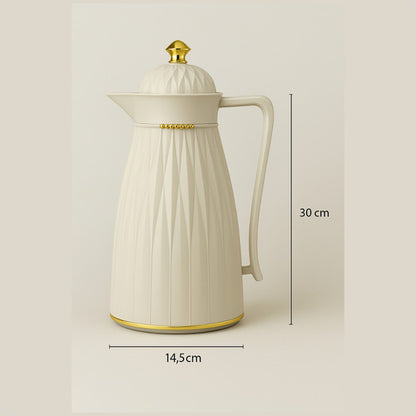 Garrafa Térmica 1L Mega Casa Outlet Bege Claro com Tampa Click