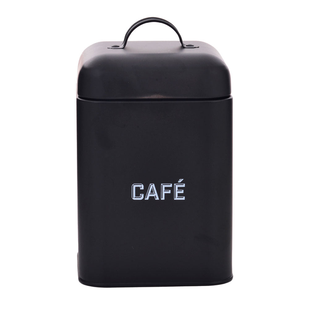 Lata de Café Retrô Preta em Aço Carbono 12x19cm Mai Home