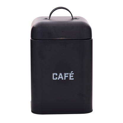 Lata de Café Retrô Preta em Aço Carbono 12x19cm Mai Home