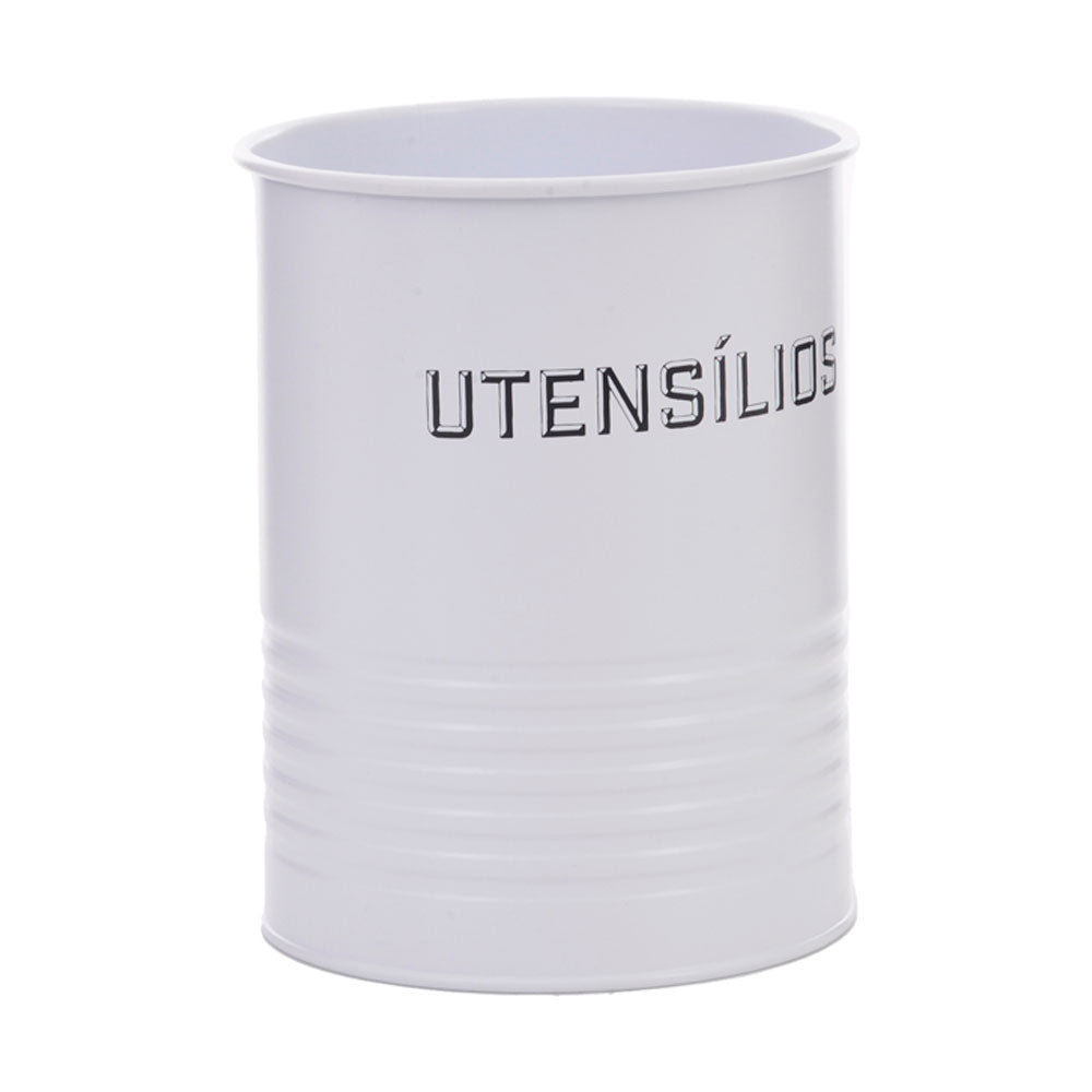 Lata Porta Utensílios Branca Metal 12x15cm Mai Home Organizador