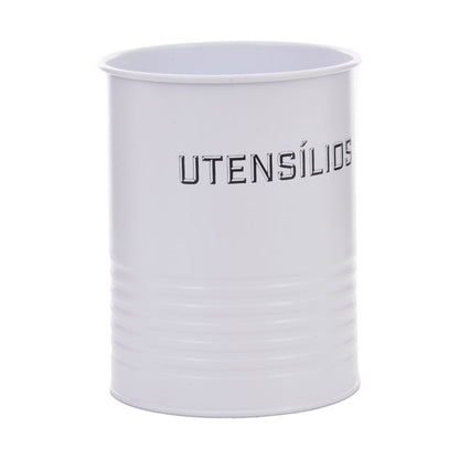 Lata Porta Utensílios Branca Metal 12x15cm Mai Home Organizador