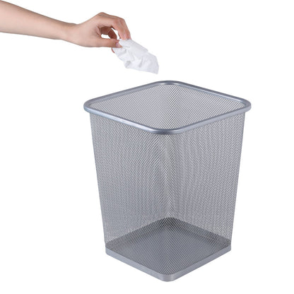 Cesto de Lixo Aramado Quadrado Prata 26x27cm Mai Home