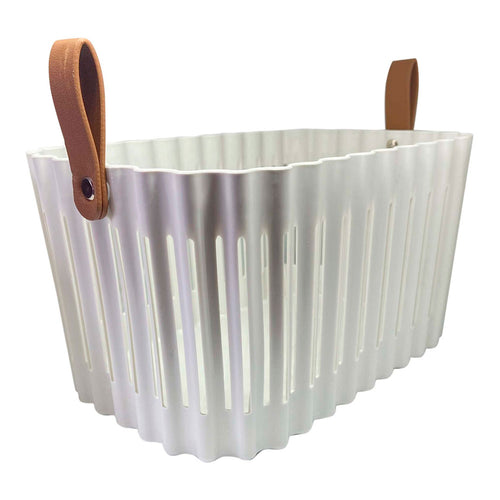 Cesta Organizadora Plástica Leather Hagers Branca para Quarto e Cozinha
