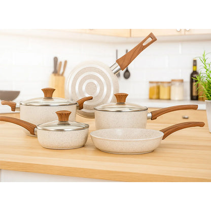 Jogo de Panelas Antiaderente Ceramic 5 Peças Vanilla MTA