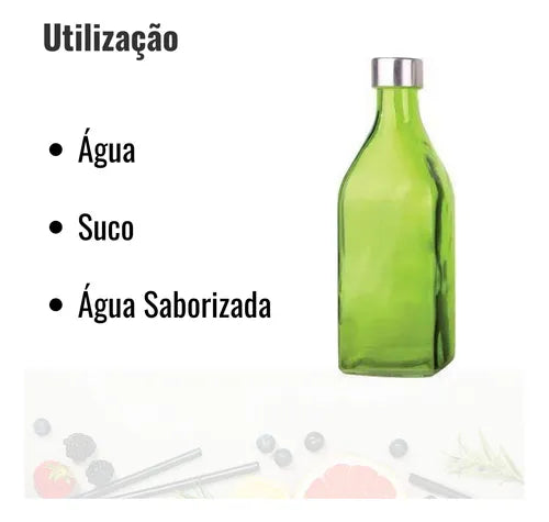 Garrafa de Vidro Scotch 1L Colorida para Água e Sucos - Mega Casa Outlet