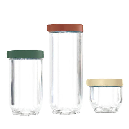 Conjunto de Potes de Vidro Canelados 3 Peças 450/900/1400ml Mai Home