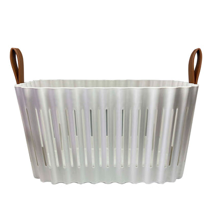 Cesta Organizadora Plástica Leather Hagers Branca para Quarto e Cozinha