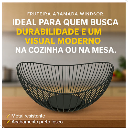 Fruteira Aramada Preta Mega Casa Outlet - Organizador de Metal para Cozinha