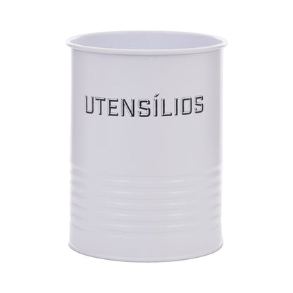 Lata Porta Utensílios Branca Metal 12x15cm Mai Home Organizador