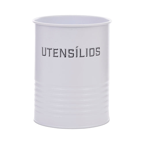 Lata Porta Utensílios Branca Metal 12x15cm Mai Home Organizador