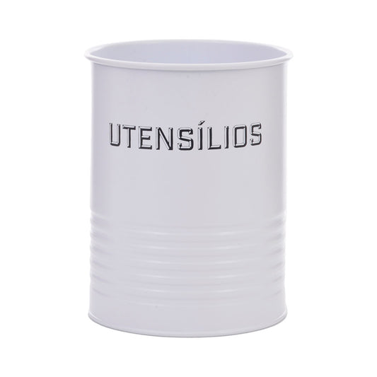 Lata Porta Utensílios Branca Metal 12x15cm Mai Home Organizador