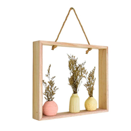 Quadro de Parede Vases Madeira 28x22cm Mai Home Decorativo