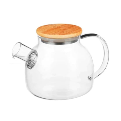 Bule de Chá de Vidro Borossilicato 800ml com Tampa de Bambu