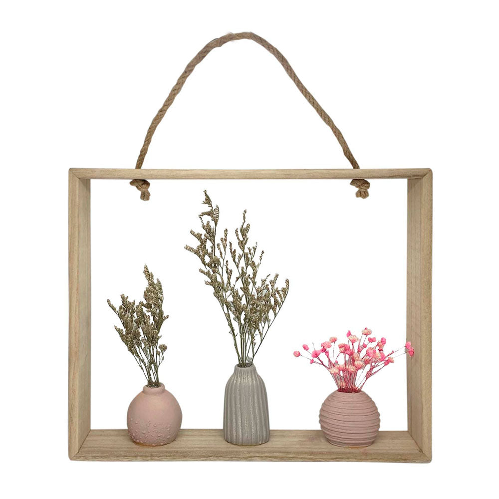 Quadro de Parede Vases Madeira 28x22cm Mai Home Decorativo