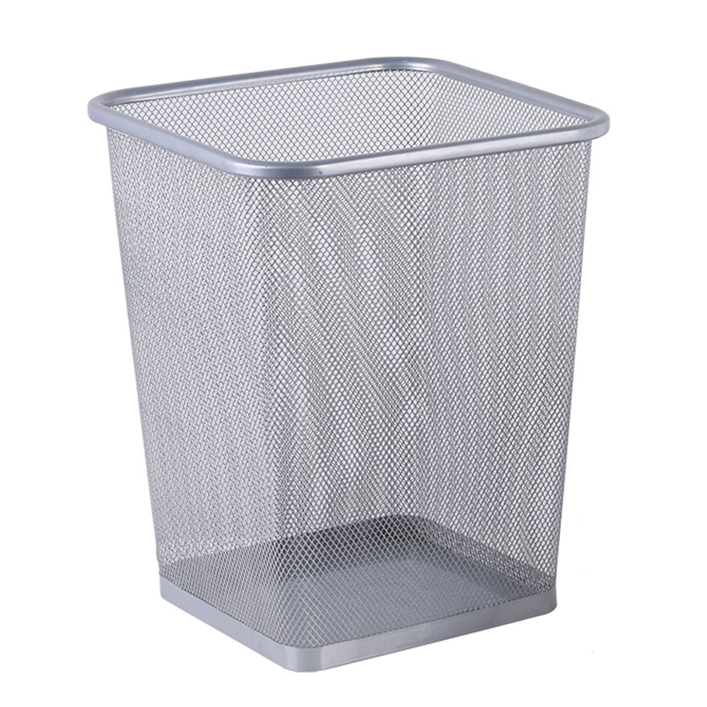 Cesto de Lixo Aramado Quadrado Prata 26x27cm Mai Home